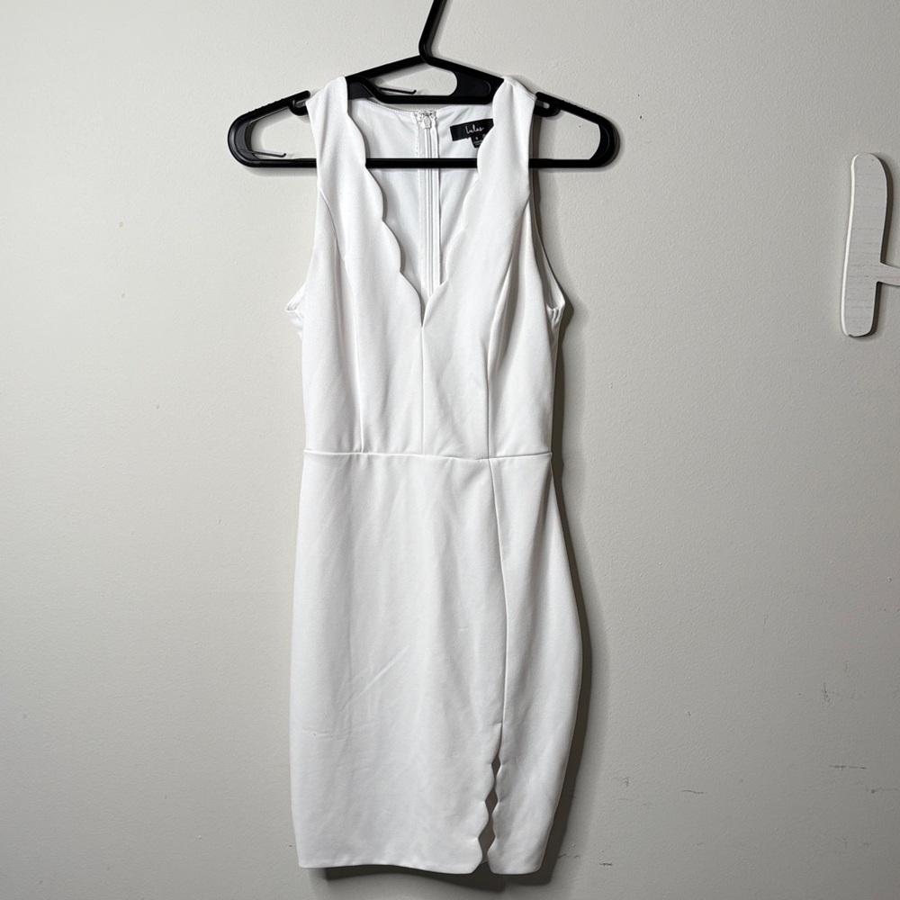 Lulu's White Scalloped Mini Dress